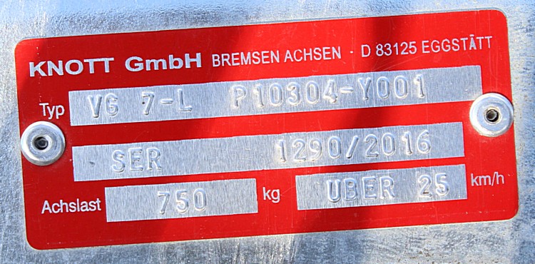 Essieu BASIC 750kg freiné type d'essieu B 700-5 Eriba Puck - Trailer Center  Discount GmbH